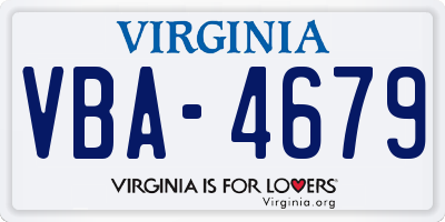 VA license plate VBA4679