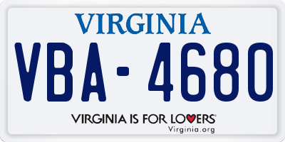 VA license plate VBA4680
