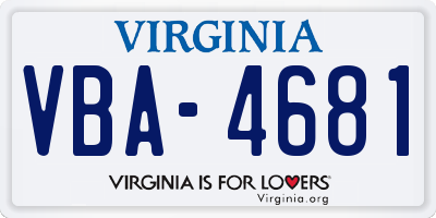 VA license plate VBA4681