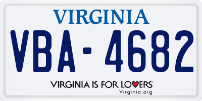VA license plate VBA4682