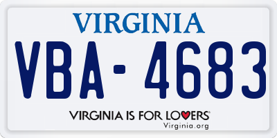 VA license plate VBA4683