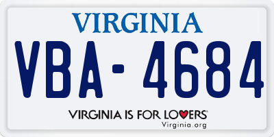 VA license plate VBA4684
