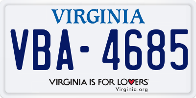 VA license plate VBA4685