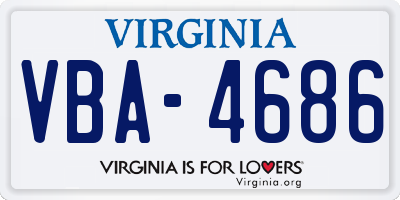 VA license plate VBA4686