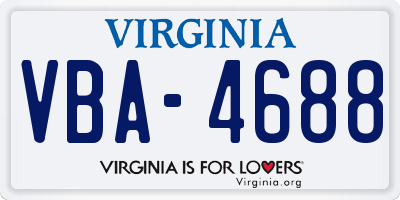VA license plate VBA4688