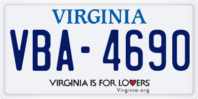 VA license plate VBA4690