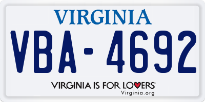 VA license plate VBA4692