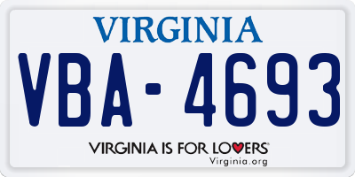 VA license plate VBA4693