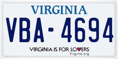 VA license plate VBA4694