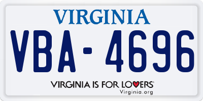 VA license plate VBA4696