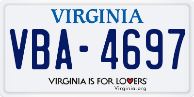 VA license plate VBA4697