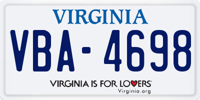 VA license plate VBA4698