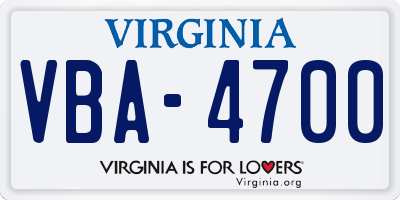 VA license plate VBA4700