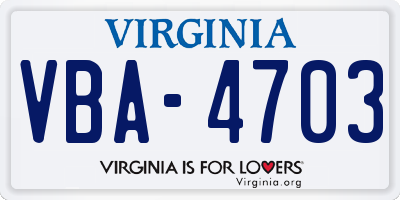 VA license plate VBA4703