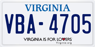 VA license plate VBA4705
