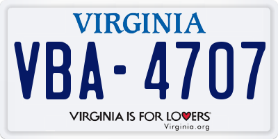 VA license plate VBA4707