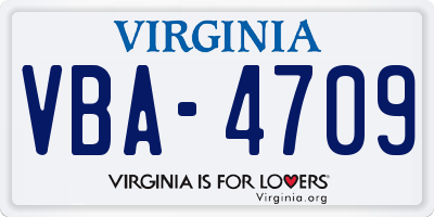 VA license plate VBA4709
