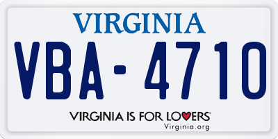 VA license plate VBA4710