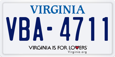 VA license plate VBA4711