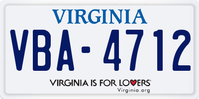 VA license plate VBA4712