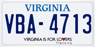 VA license plate VBA4713