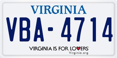 VA license plate VBA4714