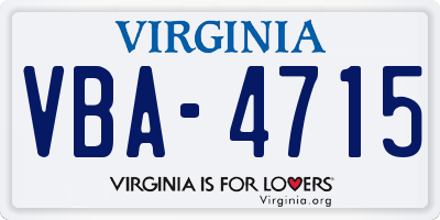VA license plate VBA4715