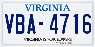VA license plate VBA4716