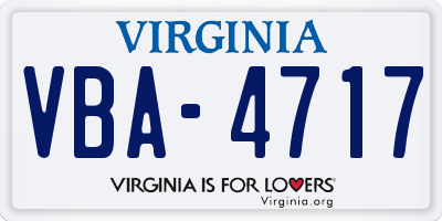 VA license plate VBA4717