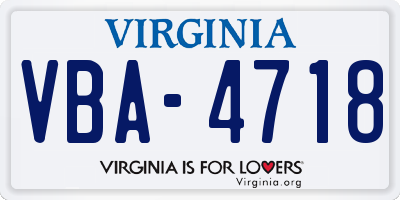 VA license plate VBA4718