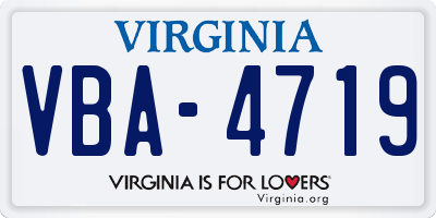 VA license plate VBA4719