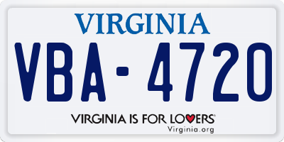 VA license plate VBA4720