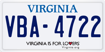 VA license plate VBA4722
