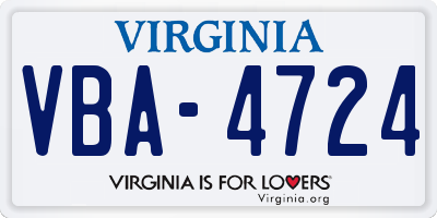 VA license plate VBA4724