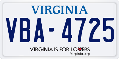 VA license plate VBA4725