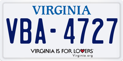 VA license plate VBA4727