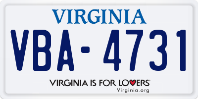 VA license plate VBA4731