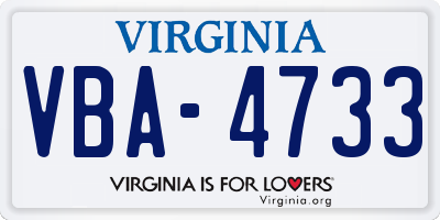 VA license plate VBA4733