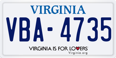 VA license plate VBA4735