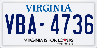 VA license plate VBA4736