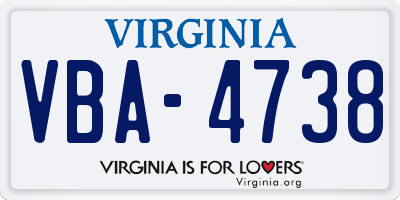 VA license plate VBA4738