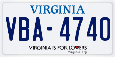 VA license plate VBA4740