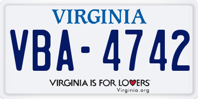 VA license plate VBA4742