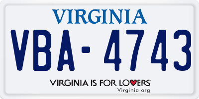 VA license plate VBA4743