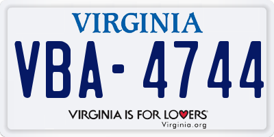 VA license plate VBA4744
