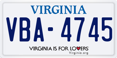 VA license plate VBA4745