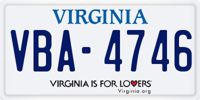 VA license plate VBA4746