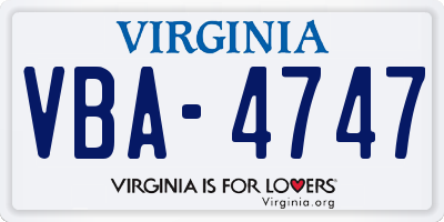 VA license plate VBA4747
