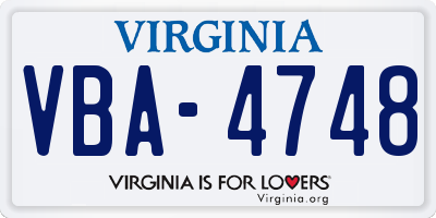 VA license plate VBA4748