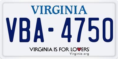 VA license plate VBA4750
